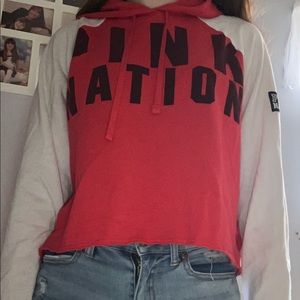 pink nation crop top hoodie